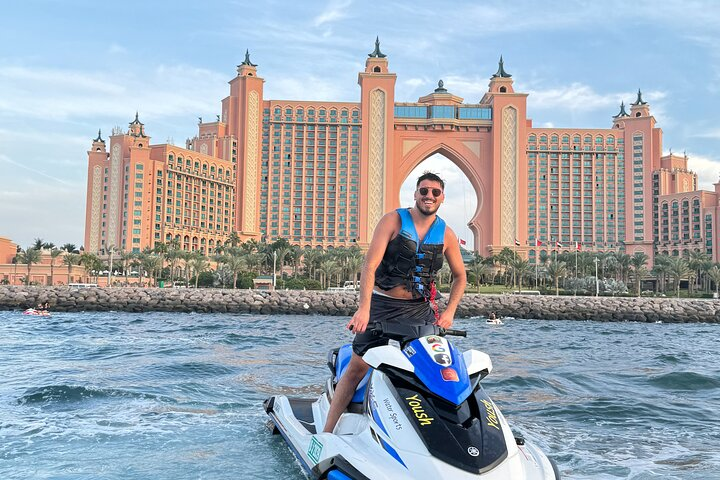 Experience the thrill of jet skiing while soaking in views of iconic landmarks like Atlantis and the stunning coastline of Dubai. Unforgettable adventures await on the water.